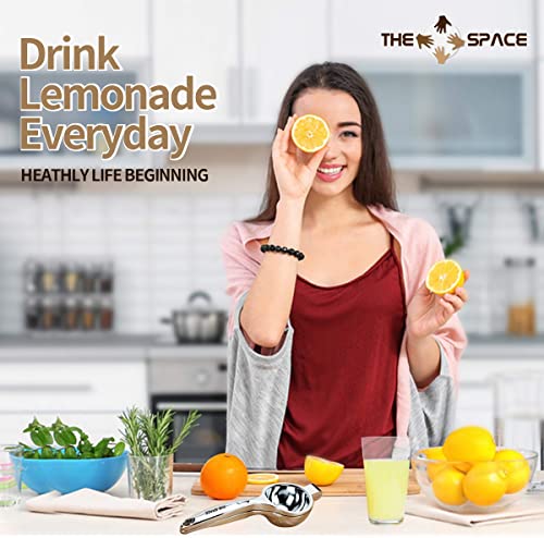 The Space Manual Lemon Squeezer, Stainless Steel Citrus Press Juicer, Anti-Slip, Anti-Corrosion - Image 2