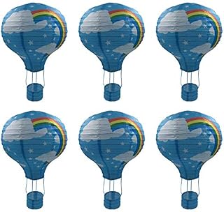 JK Home - Juego de 6 linternas de papel para colgar globos de aire caliente, para decoración de fiestas, bodas, cumpleaños, color azul, 30 cm