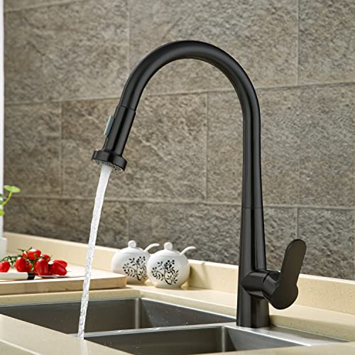 Hamoler Kitchen Faucet Spray Head Pull Out Kitchen Faucet Spout Replacement Dual Function Pull Down Replacement Faucet Sprayer Head Sink Faucet Nozzle Sprayer, Matte Black #TOP7