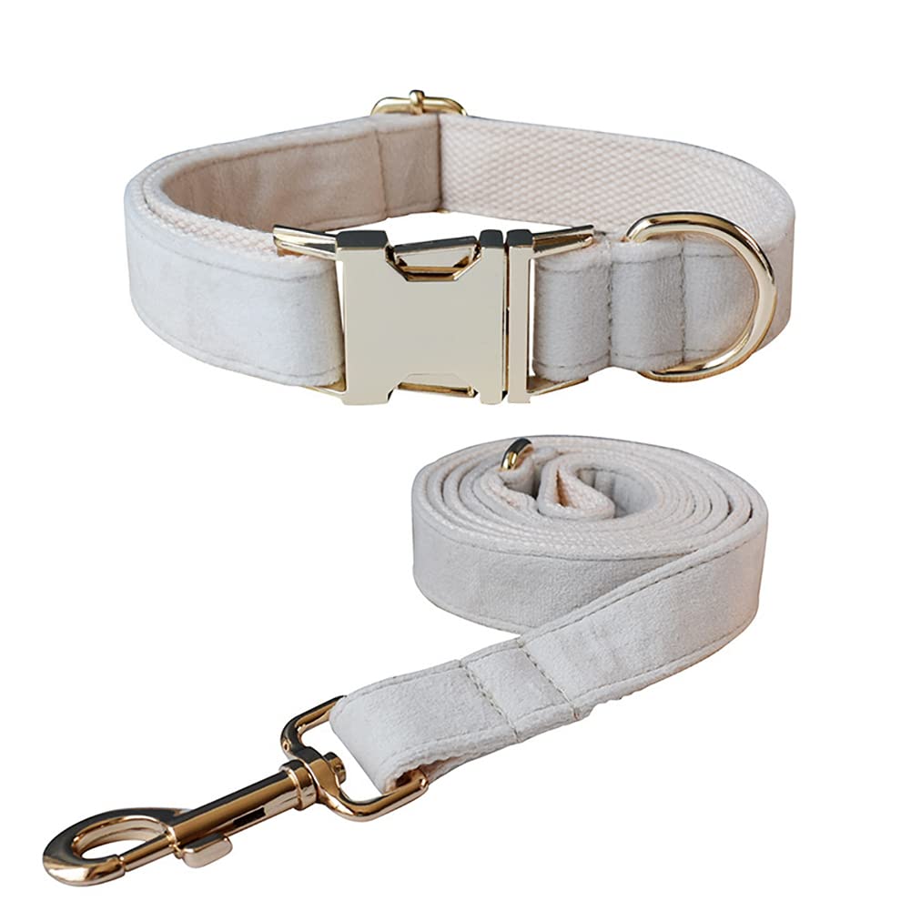 Juego de collar y correa para perro, collar y correa de terciopelo con hebilla de liberación rápida, collares ajustables para perros pequeños, medianos y grandes, para caminar y correr (collar: 7.9