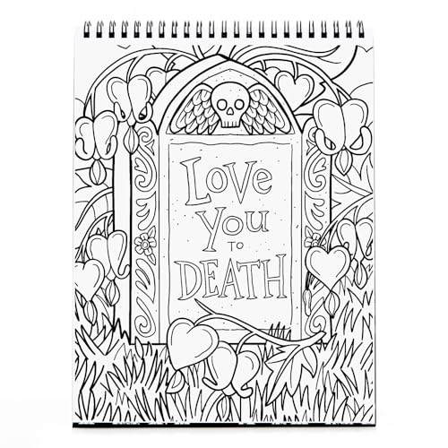 Conquest Journals Waiting for the Night Gothic Love Coloring Book, Goth Valentine's Day-Inspired Designs to Color, 30 Perforated Pages, Top-Spiral, Durable Bookboard-Wrapped Back Cover, 8'' x 10.5'' by CON*QUEST - Image 6