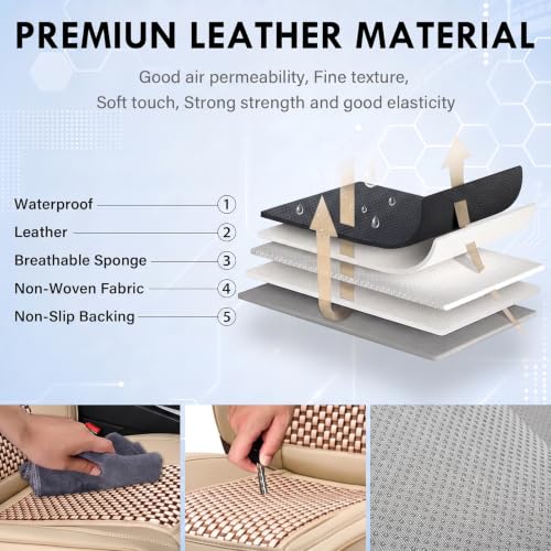 Image of Coverado 2 in 1 Front Seat Covers for Car, Conversions Between Warm Suede and Cold Ice Silk for Car Seat Protector Car Accessories Universal Fit for Most Cars SUVs and Trucks(Beige)
