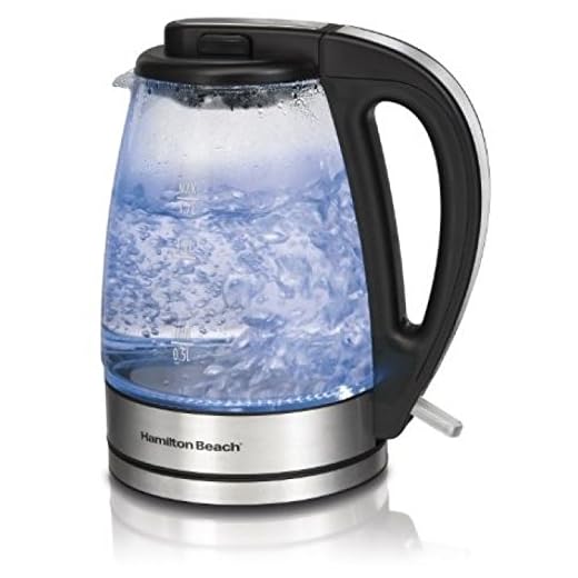 Hamilton Beach Vidrio Eléctrica De 1,7, Tetera Pequeño Electrodoméstico Cocina, Negro (Black), 1.7 Litros