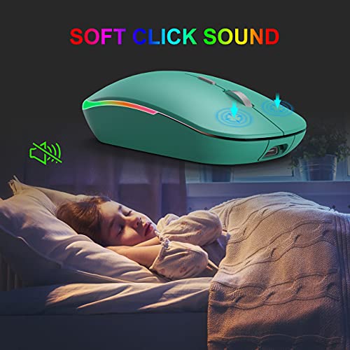 Rgb Wireless Mouse, Wisfox 2.4G Rechargeable Silent Wireless Bluetooth Mouse, 3 Modes (Bluetooth 5.0/3.0 + Usb), Led Ergonomic Mouse For Laptop Desktop Windows Mac Ipad (Coral Blue) #TOP4