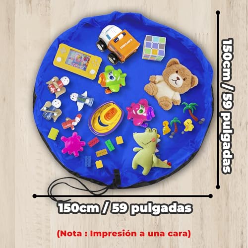 Miniatura 7 de Jj Prime-Bolsa Almacenamiento Juguetes Alfombra Juegos Bebes Plegable Bolsa Grande Almacenamiento -Limpieza Rápida Bolso Bebe Juguete 150cm,Azul