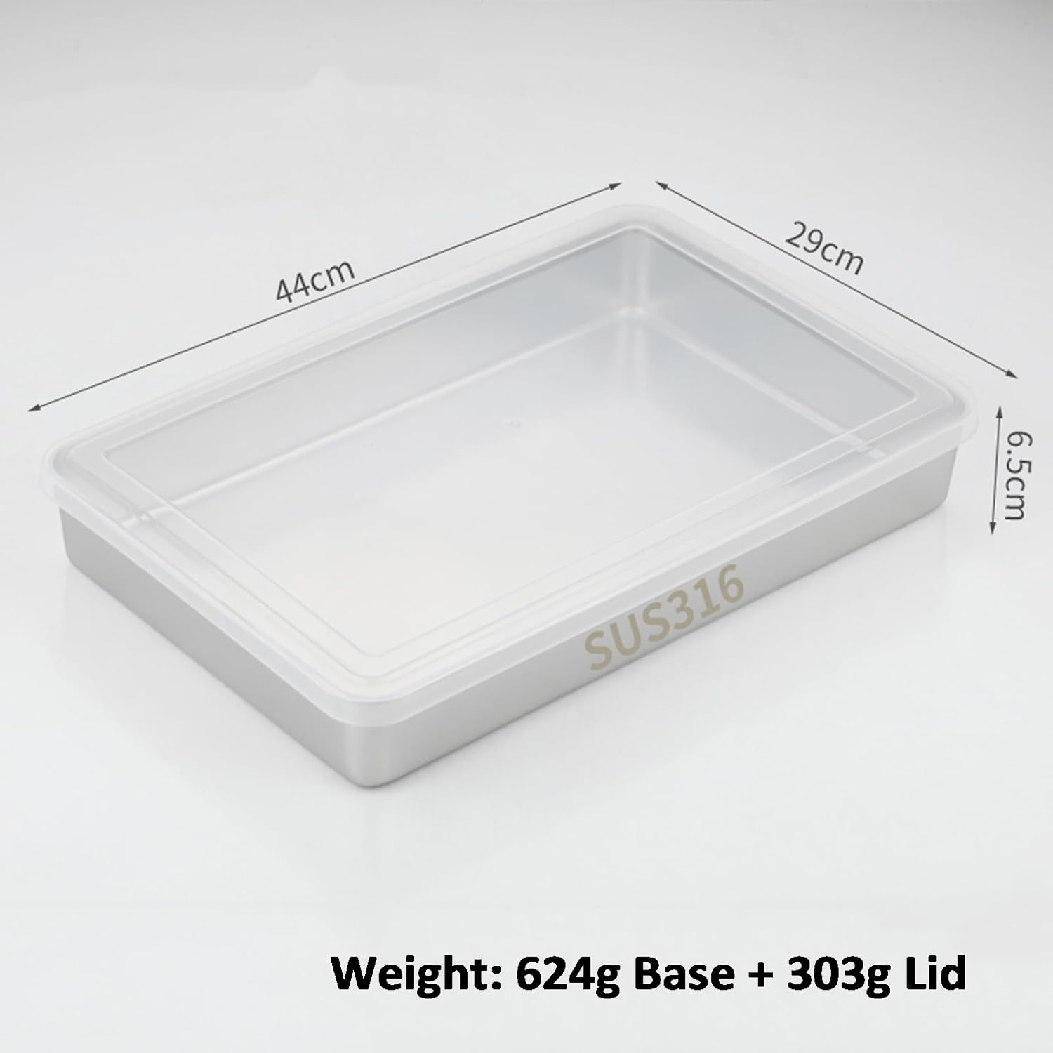 44 X 29 X 6.5cm Lasagna Pan with Lid, Stainless Steel Rectangular Baking Cake Pan, with Transparent Lid, Dishwasher Safe, for Casserole/brownie Cake