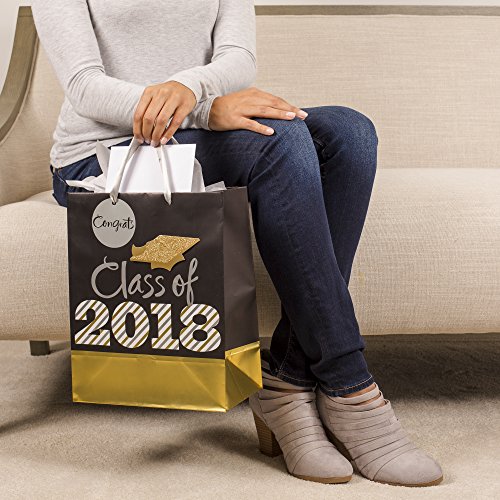 Hallmark Graduation 13" Large Gift Bag With Tissue Paper And Gift Tag (Black And Gold Class Of 2018) #TOP1