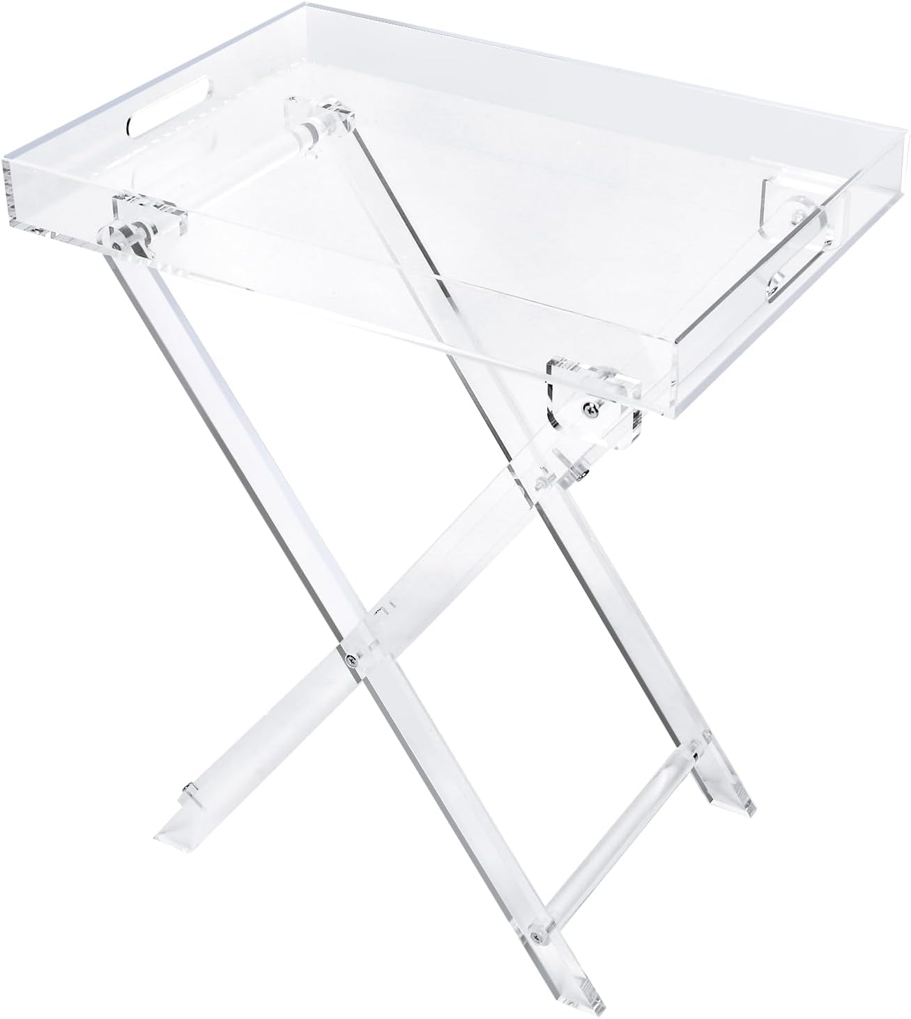 Acrylic Folding Tray Table,Square Tray Drink Table,Clear Acrylic Small Table,Kitchen and Bar Serving Table,24x20x14 inch Decorate Table (Square)