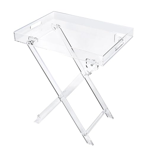 ExGizmo Acrylic Folding Square Tray Table, Clear, 24x20x14 inch, Home, Bar & Showroom Use - Square