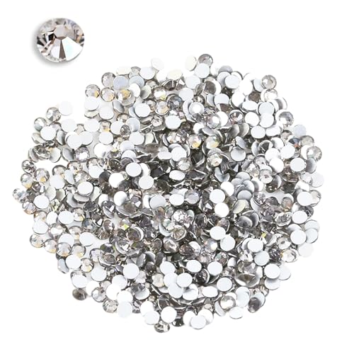 DALAETUS 2880 Stück 2mm Glitzersteine Set, SS6 Runde Strasssteine, Dekosteine Kristall Steinchen für Verzieren und Basteln, Silberne Bastelsteine für Nail Art & Scrapbooking-Verzierungen