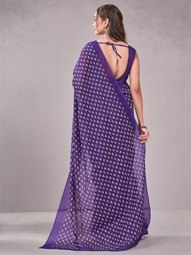 Image of Satrani Women's Chanderi Printed Saree with Unstitched Blouse Piece