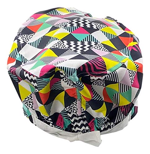 OP-Haube Stoff Für Männer/Frauen Sanitär Krankenschwester Zahnärztin Arzt Kinderarzt für langes Haar mit Seitenknöpfen und Schweißband - (Vinyl)