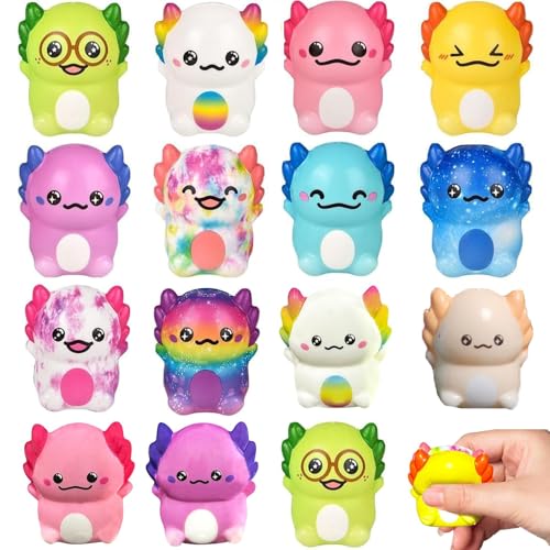15 Pcs Axolotl Squishy Toys Squishy AxolotlSlow Rebound Squishy Axolotl Fidget Toy for Stress Relief Fun Party Favors for Kids and Adults Random Colors