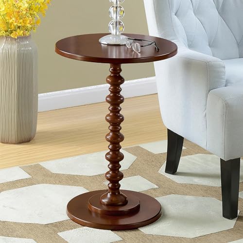 Image of Convenience Concepts Palm Beach Spindle Table 17.75 inch - Traditional Round End Table for Living Room, Turned Solid Wood Side Table, Classic Display Pedestal Table, Espresso