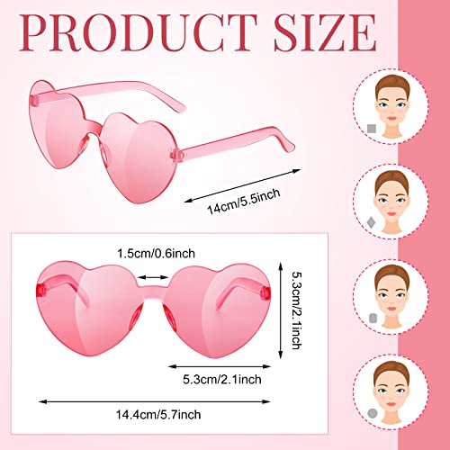 40 Pairs Heart Sunglasses Rimless Transparent Heart Shaped Glasses Candy Color Party Favor for Women Men Decoration2