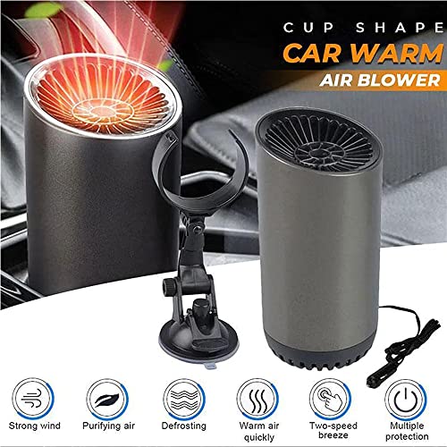 MASTWINK Přenosné topení do auta 12 V 150 W, tvar 2 v 1, tvar hrnku, auto teplý ventilátor, otočný o 360 stupňů, auto topení, elektrický odmrazovač s přísavkou, pro snadné odstranění sněhu