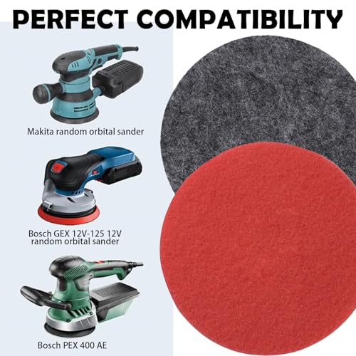 KAIYAYA 6 Stück Polierpads 125mm Filz Polierscheibe Kompatibel mit Bosch Exzenterschleifer Polierschwamm 125mm Klett Polieraufsatz Winkelschleifer Polierpad Set für Autopolitur Holz Lack Korkböden