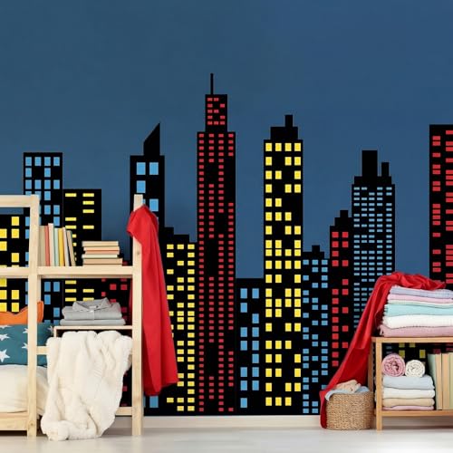 Breling 7 Pcs Large Hero Theme City Skyline Wall Decals Decor Wall Stickers by Breling - Used condition - Image 5