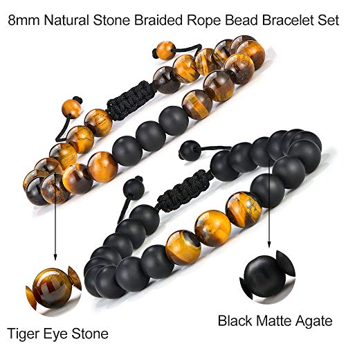 Tiger Eye Mens Bracelet, Natural Tiger Eye Bracelet Mens Anxiety Bracelet Stress Relief Adjustable Tiger Eye Bracelet Matte Agate Bracelet Father Gifts Fathers Day Gifts For Dad From Daughter #TOP5