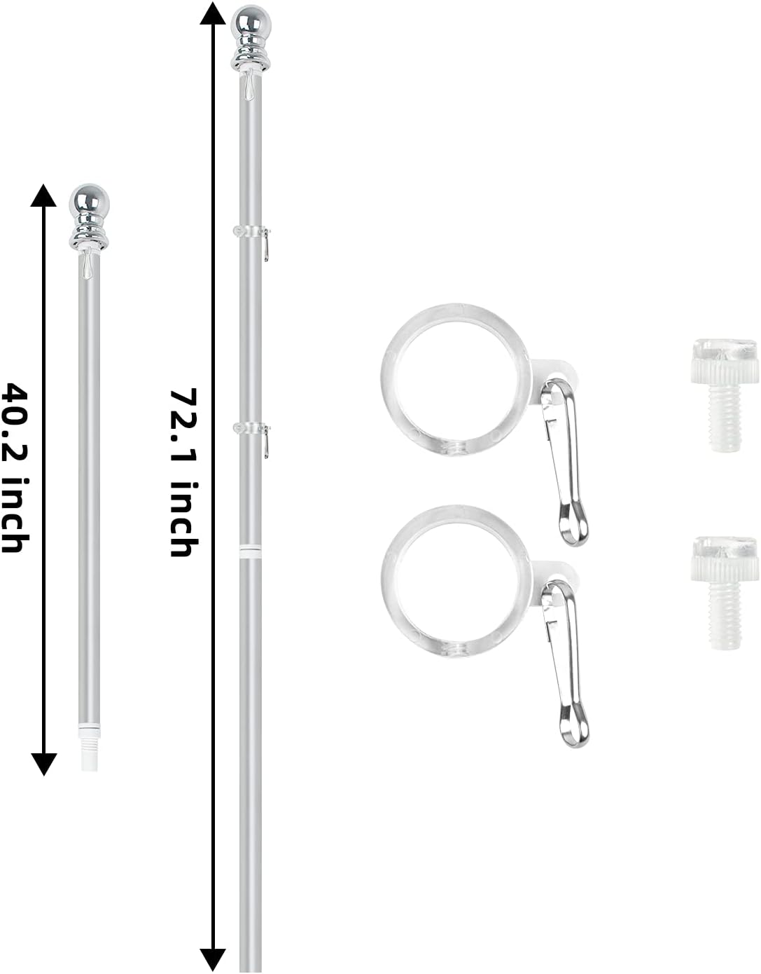 OUTNEE 6FT Flag Pole Kit for American Flag, Suitable for 2x3, 3x5, 4x6 Flag Heavy Garden flagpole. Adjustable Residential Flag Poles with Flag Pole Bracket for House Yard