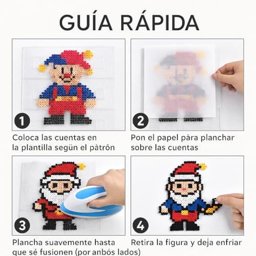 Miniatura 6 de 12 Placas Cuadradas Transparentes Juego De Cuentas Beads - 14.5 X 14.5 Cm 2 Pinzas,Papel De Planchado, Libro Hama 90 Patrones Transparente Placa Interconectable
