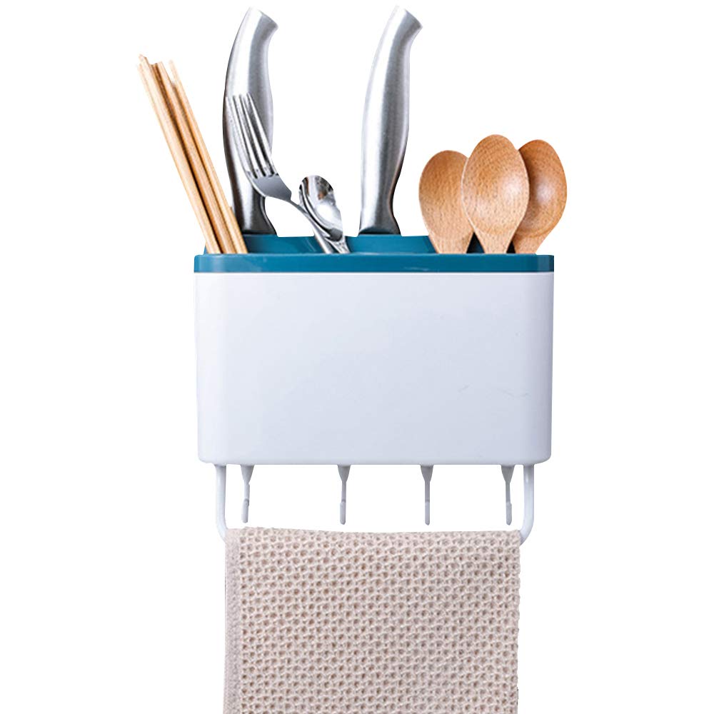 Couverts boîte de rangement avec système d'égouttage rapide et pose murale adhésive
