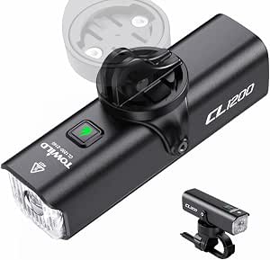 TOWILD CL1200 Bike Light for Night Riding, 1200 Lumens, Rechargeable, Waterproof, Compatible with Garmin/GoPro Mount