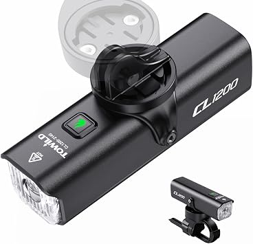 TOWILD CL1200 Bike Lights for Night Riding,Compatible with Garmin/GoPro Mount,1200 Lumen Bright Bike Headlight,Rechargeable Battery,Waterproof Bike Front Light for Commuter Cyclists