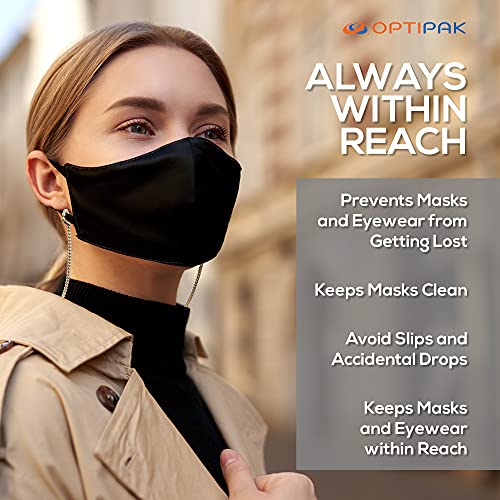 Optipak Eyeglass Chain - 6 Pack - Pearl Glasses Chain - Adjustable Stylish Neck Chains For Women - For Eyeglasses & Sunglasses - Wear As Face Mask Holder Or Elegant Necklace - Women's Eyeglass Chains #TOP3