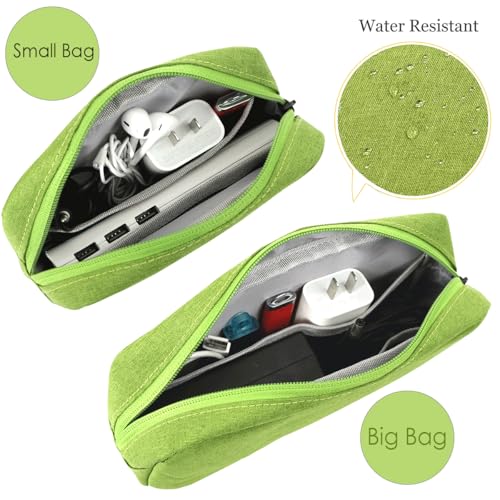 CAAORDKSO Electronic Organizer Travel Cable Accessories Case, Electronic Organizer Bag, Electronic Accessories Organizer Pouch for Cable, Cord, Charger, Phone, Power Bank, Earphone (Small-Green) by CAAORDKSO - Image 3