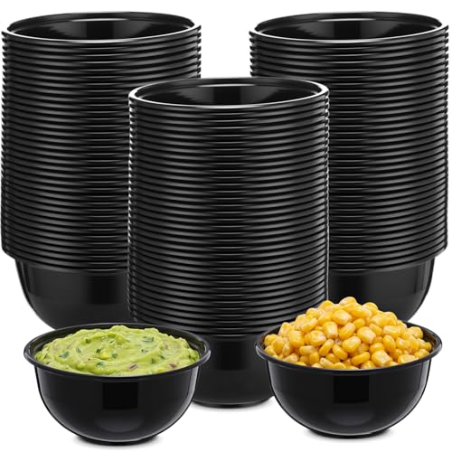 LemonRoad 100 Pcs 6 oz Disposable Black Plastic Bowls