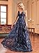 Sleeveless Glitter Sequined Womens Long Formal Gown Aline Prom Dress for Anchorwoman Floor Length Evening Dress Navy Blue XXL