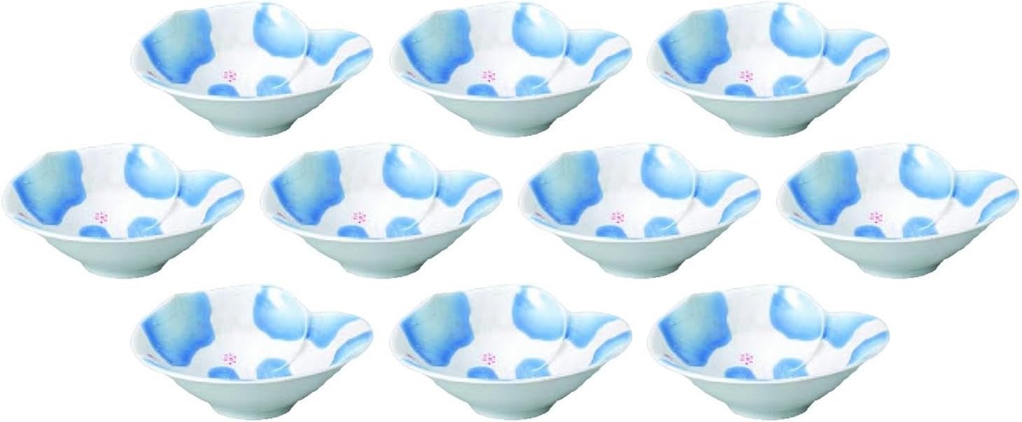 Set of 10 Blue Raster Flower Pot, Medium Plate