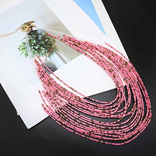 Hsqyj Exaggerate Multilayer Seed Beads Chunky Choker Statement Necklace Boho Handmade Color Beaded Cluster Collar Bib Necklaces Fashion Jewelry For Women Girl Gift (Style 5) #TOP4