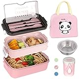 Homnoble Bento Box Adult Lunch Box, Bento Box for Kids Adult Leakproof BPA-Free 3 Compartment Lunch