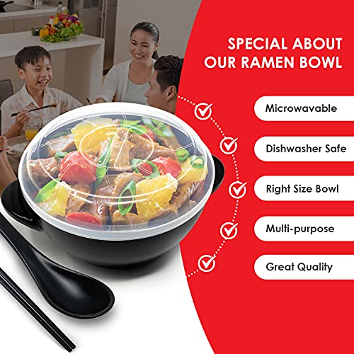 Ceramic Ramen Bowl Set For Instant Noodles With Lid 32 Oz, Microwavable Bowl With Spoon And Chopsticks, Quick Ramen Cooker With Heat Resistant Handles #TOP1