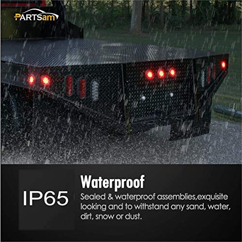 Partsam 2Pcs 2.5 Round Trailer Led Side Marker Lights Red 13 Diodes With Reflectors Waterproof 12V Sealed Trucks Lamps, 2.5 Round Led Marker Lights Cab Sleeper Panel Lights #TOP4