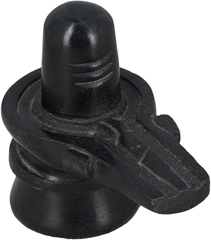 GenericMythology Centre Marble Shiva Lingam Shiv Ling Idol Murti Statue Adiyogi - Black