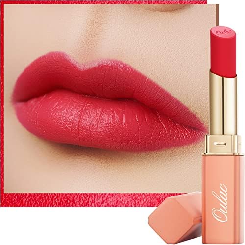 Oulac Soft Matte Lipstick for Women - Red Lipstick & Blush Duo, Cream to Powder Texture, Color Rich, Lightweight & Smooth, Enriched with Rose Oil, Vegan & Cruelty-Free| 3.6g (Y09)