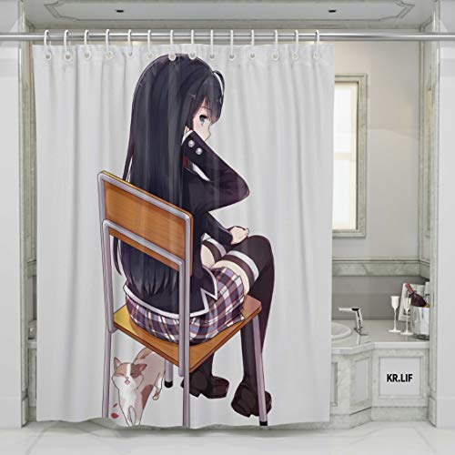 KR.LIF Cartoon Sexy Girl Decor Duschvorhang Anime Polyester Stoff Wasserdicht Duschvorhang Badezimmer Home Decor Set für Badezimmer Duschen und Badewannen 152 x 180 cm Cover