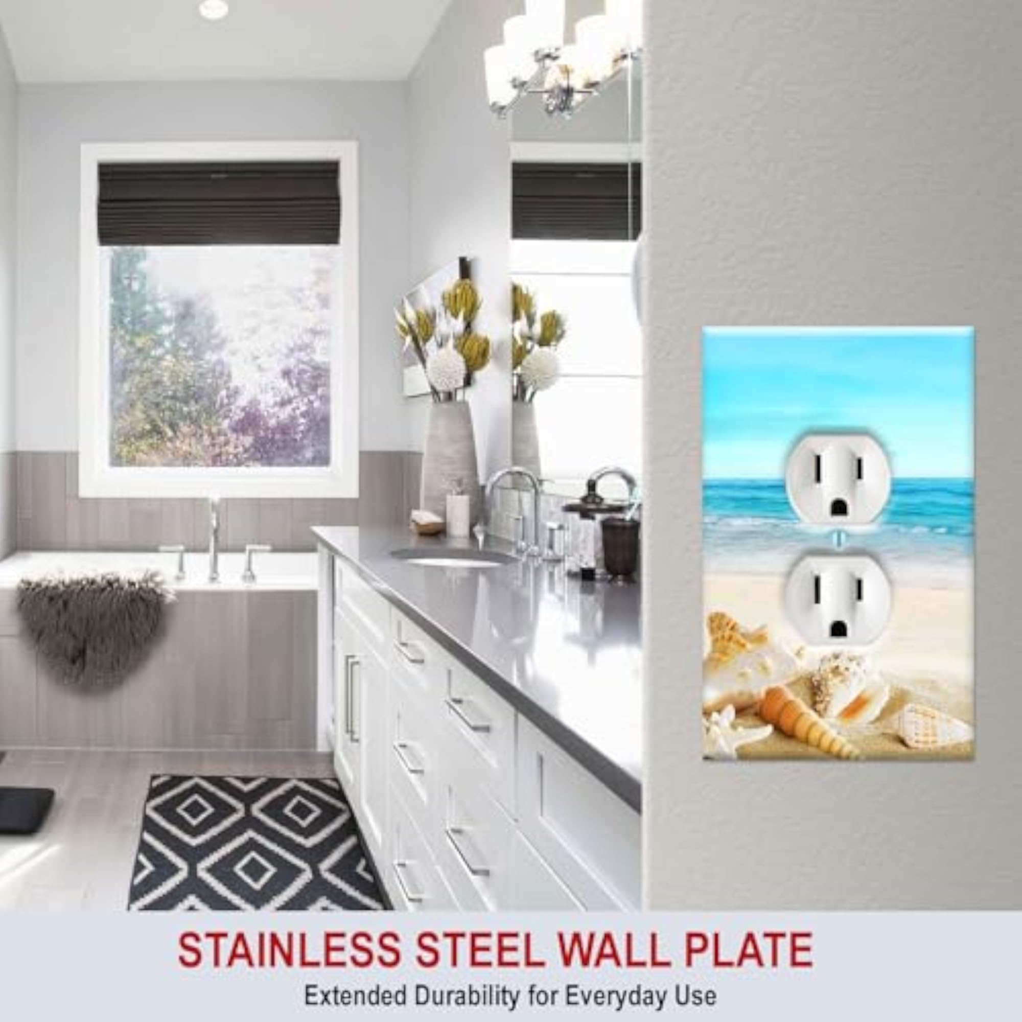 Duplex Outlet Cover Wall Plate - Seashells on the Beach