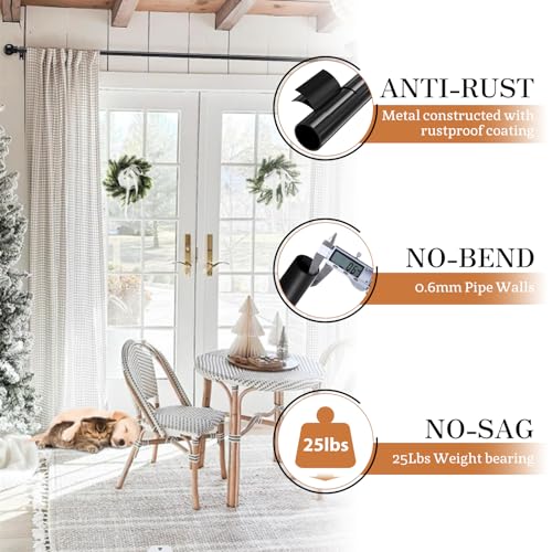 Curtain Rods for Windows 48 to 84 Inch, 5/8 Black Curtain Rod Set Small Decorative Heavy Duty Drapery Rods, Matte Black by DEROFIT - Image 2