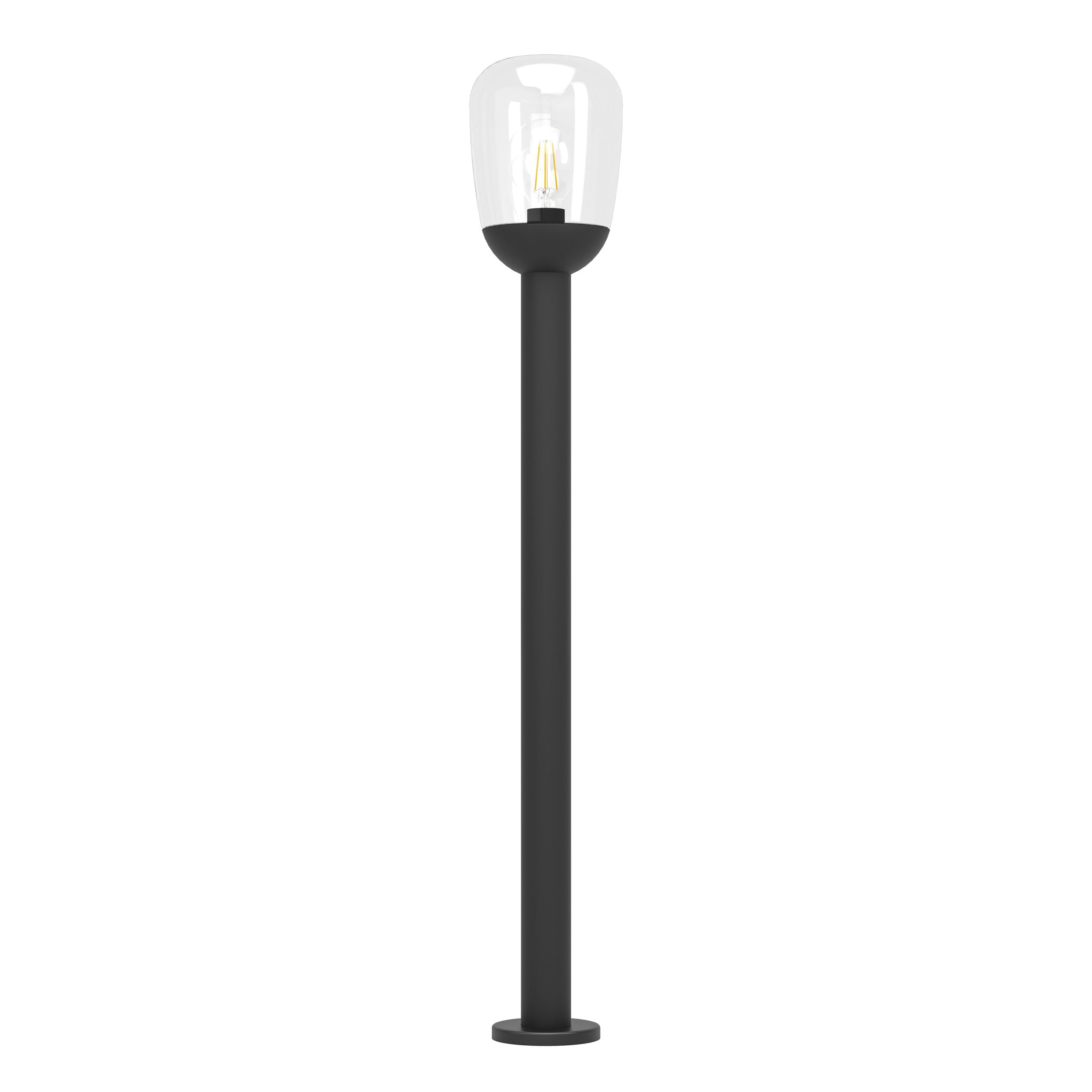 Eglo Lampada da Terra da Esterno Donatori, lampada vintage a 1 | fiamma, lampada da pavimento in alluminio pressofuso nero e vetro trasparente, lampada esterna con portalampada E27, IP44