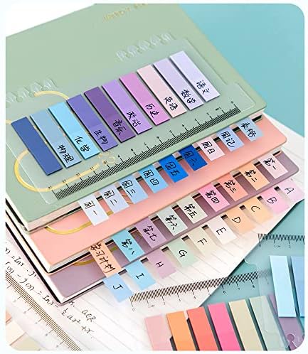 1200 Pieces Sticky Tabs, Colorful Book Markers with Ruler for Index Callout,Morandi Sticky Note Tabs Book Tabs for Annotating Books File Classification Book Notes Highlights Page Markers