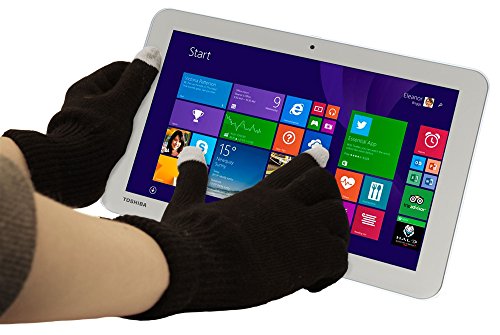 DURAGADGET Guantes Negros para Pantalla Tctil para Las Tablets Toshiba Encore 2 WT8 - B / WT10 - A - 102 / WT10 - A - 106 - Talla Grande - cIdeales para El Invierno!