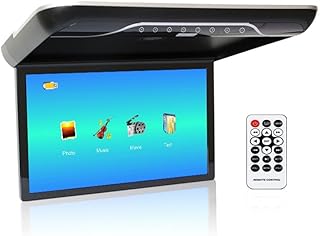Kunfine Car 19 Inch Overhead Monitor Screen Display LED Vehicle Flip Down Roof Mount Console HDMI TV Player Control Panel NO DVD（Black）