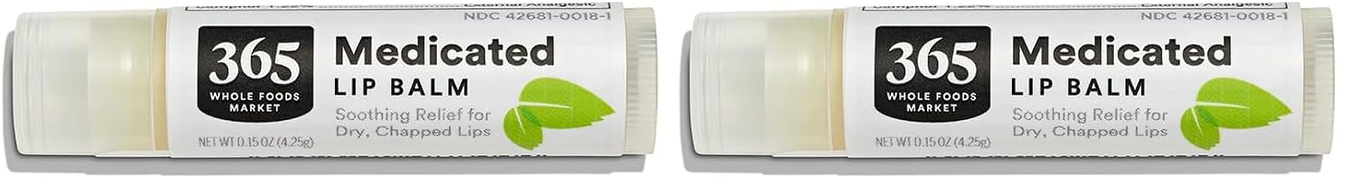 365 by Whole Foods Market, Medicated Lip Balm, Soothing Relief for Dry Chapped Lips, 0.15 Ounce