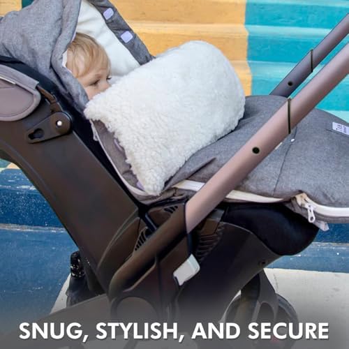 7 A.M. 7AM Enfant Universal Stroller Footmuff - Water Repellent Winter Bunting Bag for Strollers & Car Seats, Soft Micro-Fleece & Plush Lined Stroller Footmuff for Baby Boy & Girl | LambPOD — view 7