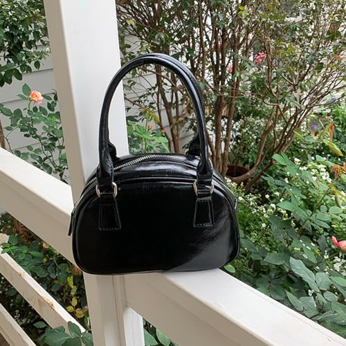 Womens Shoulder Bag PU Leather Handbags Korean Bowling Bag Fashion Crossbody Bag Shopping Bag for Daily3