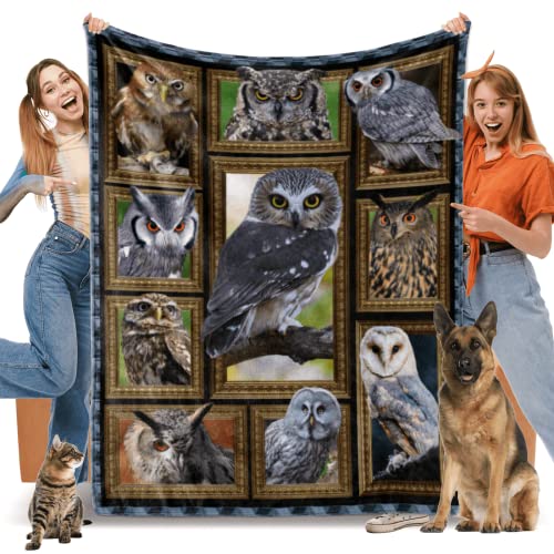 Owls Gifts For Women Men, Owls Print Fleece Throw Blanket, Soft Cozy Flannel Blankets And Throws For Couch Bed Sofa Living Room Decor, Lightweight Warm Plush Blanket For All Season 50" X 60" #TOP6